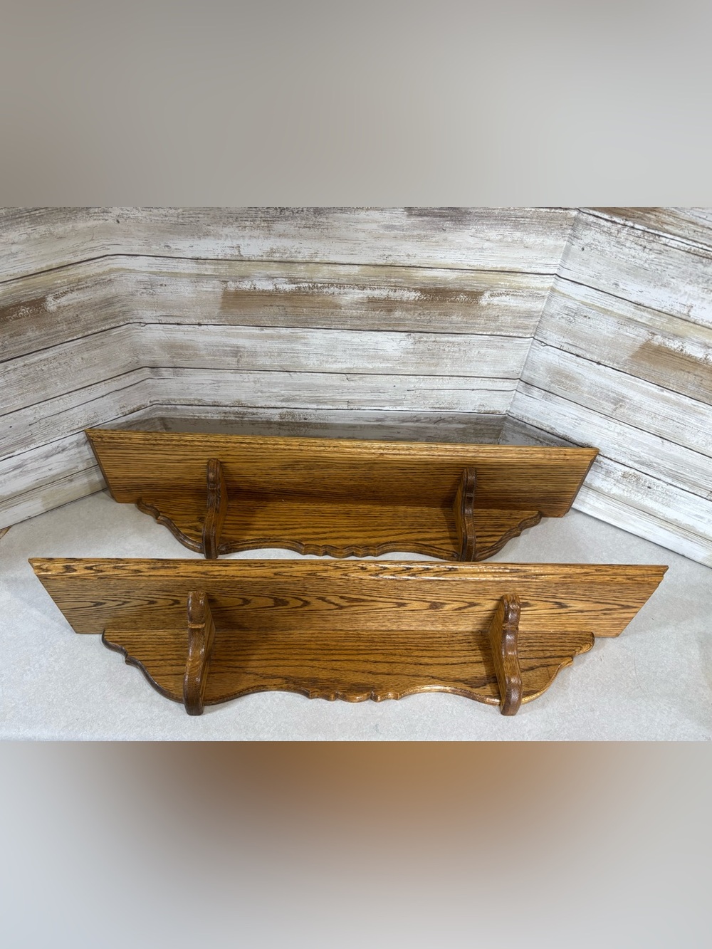 Set of 2 identical 28” wood shelves